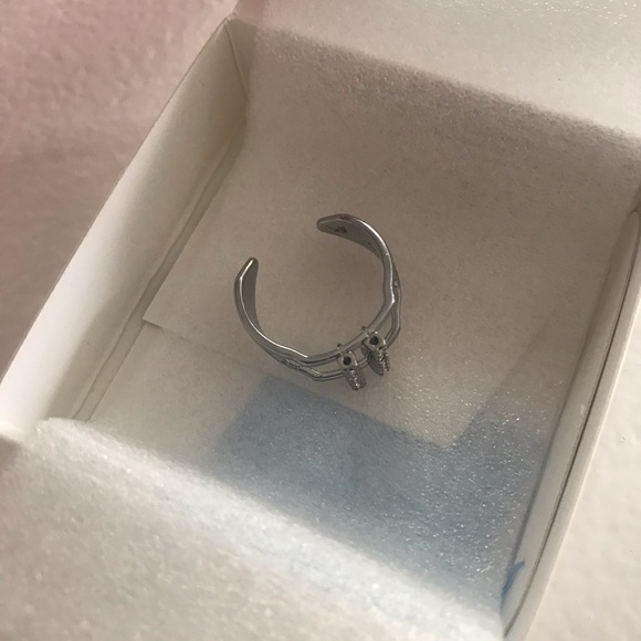 Silver Adjustable Pave Ring - Picture 3 of 7